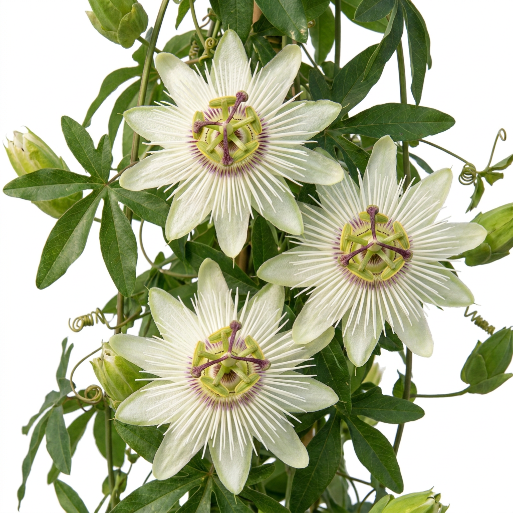 4x Passiflora ca. 'Constance Elliott' - Passiflora 'Constance Elliott' - Bianco - Pianta rampicante - Ø9cm - ↕35cm