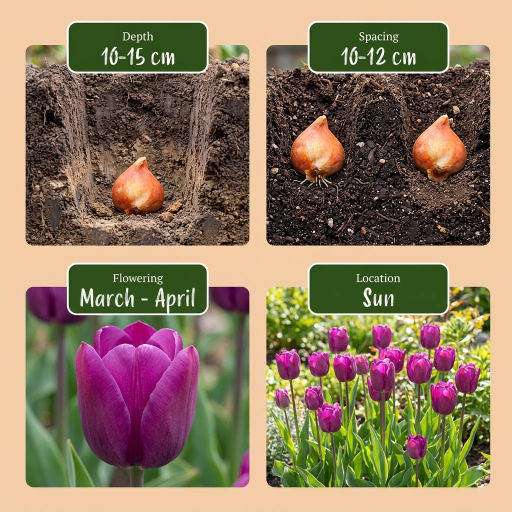 60x Tulipa Triumph Purple - Triumph Tulip - Purple - Spring Bloomer - Bulb Size 11/12