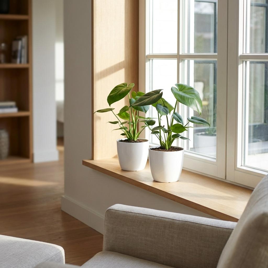 Monstera Deliciosa - Gatenplant - 1 Plant - met Potter Wit - Pot 12cm - Hoogte - 30cm