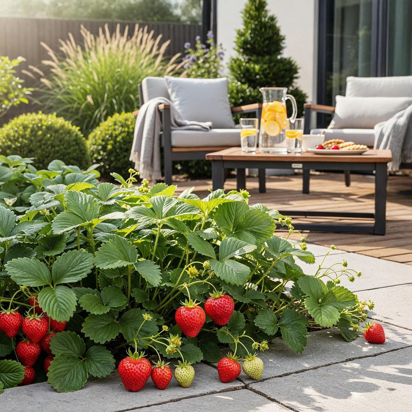 Green boutiQ - Fruit Plants - Strawberry - Fragaria Elsanta - Winter Hardy - 3 Plants - 9 cm Pot - Red Strawberry