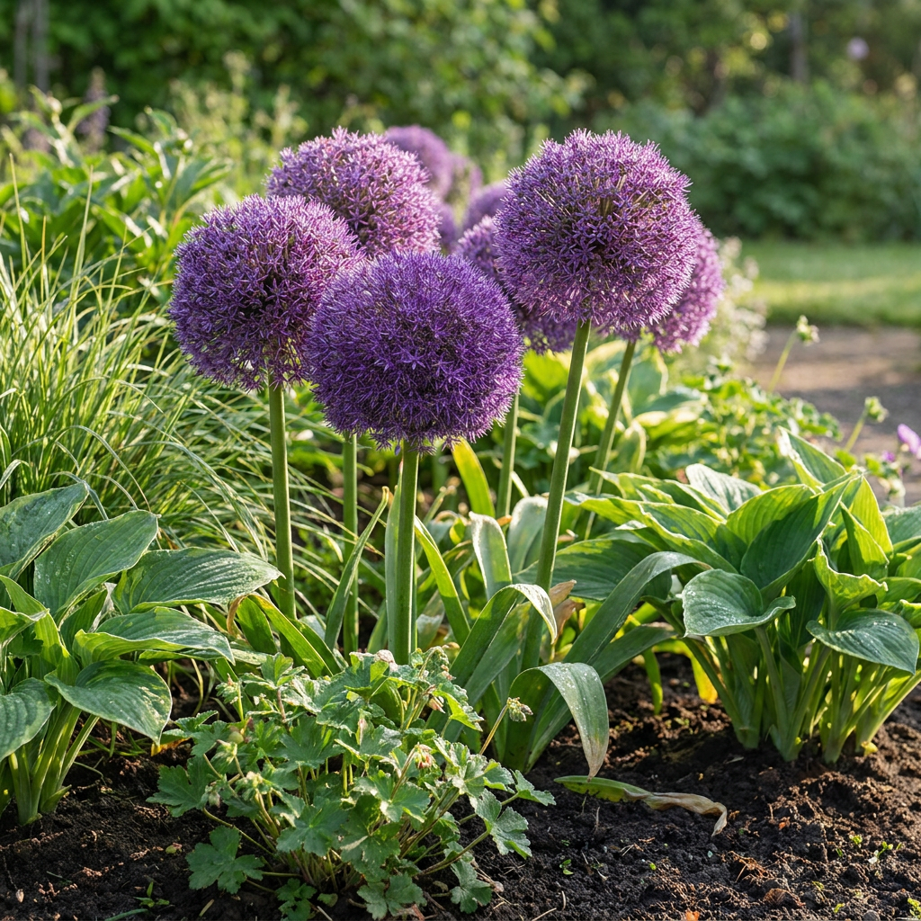 8x Allium Pinball Wizard - Aglio ornamentale Tovenaarsknikker - Viola - Fioritura estiva - Calibro bulbo 18/20
