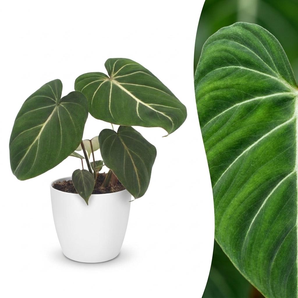 Philodendron Gloriosum - Glorious Philodendron - 1 Plant - with White Pot - Pot 12cm - Height - 25cm