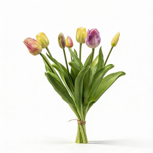 Tulip Bouquet - Soft Spring - 'Real Touch' Artificial Tulips - 7 stems – 42 cm