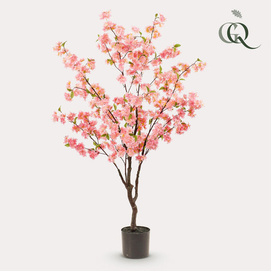 Pianta artificiale - Prunus - Fiore di ciliegio - Rosa - 135 cm