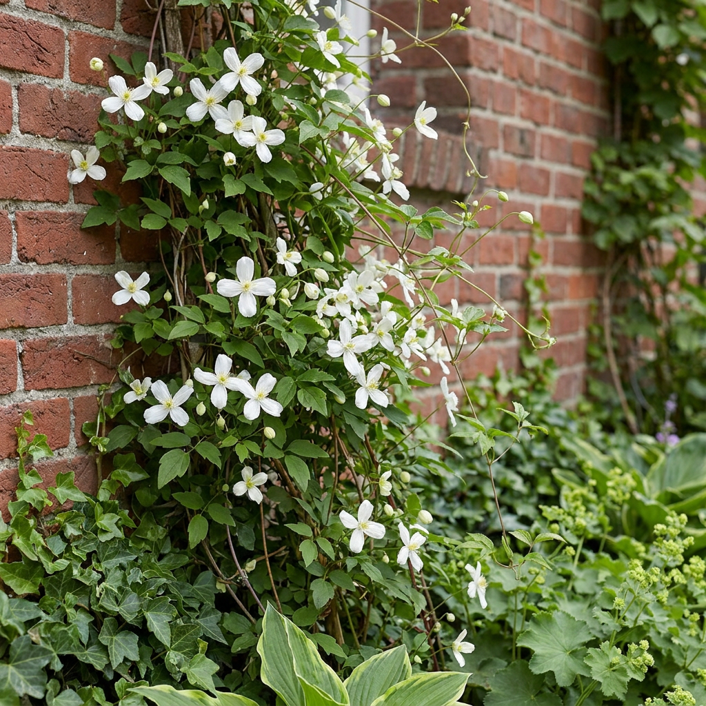 4x Clematis mont. 'Wilsonii' - Mountain Clematis - White - Climbing plant - Ø9cm - ↕35cm