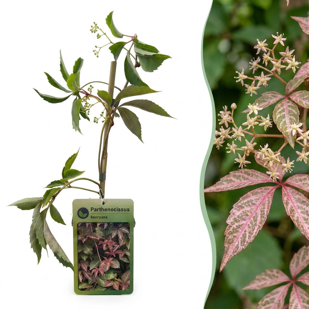 4x Parthenocissus henryana - Chinese wingerd - Groen - Klimplant - Ø9cm - ↕35cm