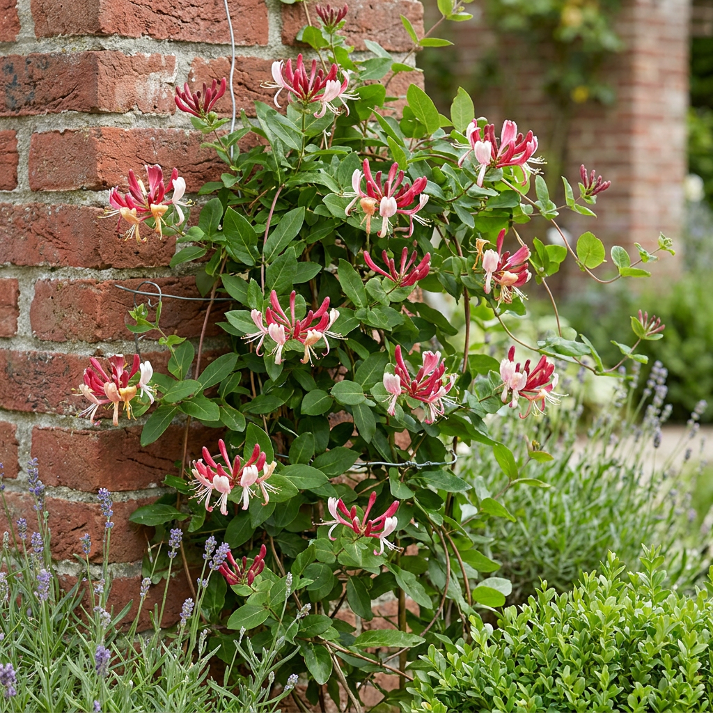 4x Lonicera jap. 'Red World' - Japanse kamperfoelie - Rood - Roze - Klimplant - Ø9cm - ↕35cm