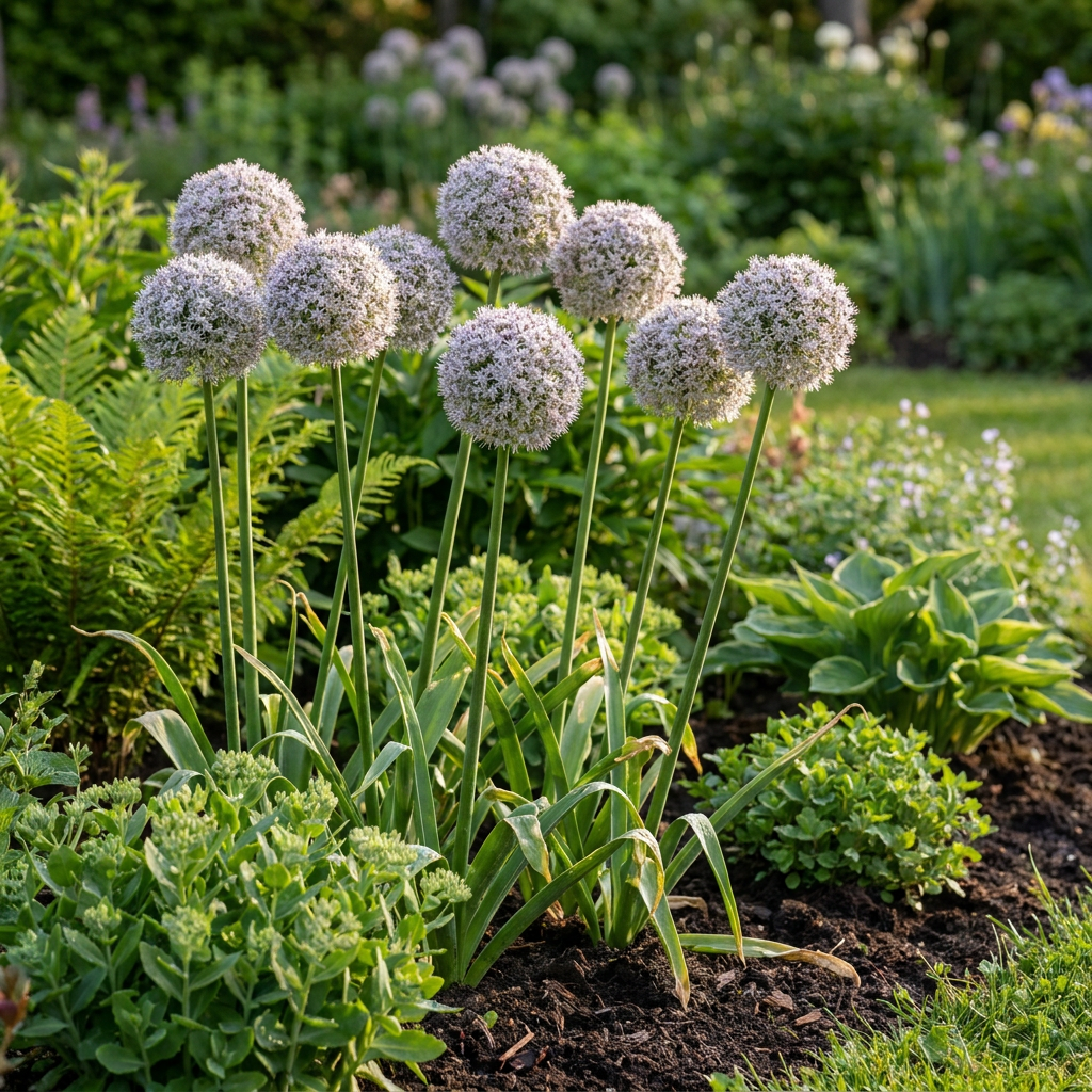 320x Allium Ping Pong - Cipolla ornamentale Ping Pong - Bianco - Fioritura estiva - Dimensione bulbo 6/7