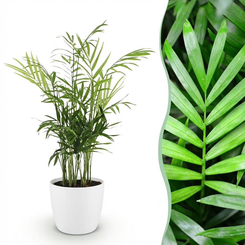 Houseplant - Chamaedorea elegans - Parlor Palm - Pet-Friendly Plant - Green - 1 Plant - with White Pot - Pot 12cm - Height 15cm