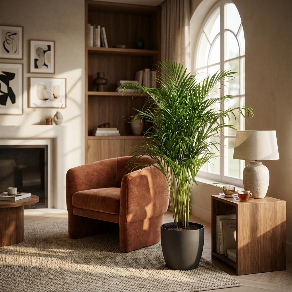 Areca Palm (Dypsis)  with Potter Gray - 100cm - Ø21