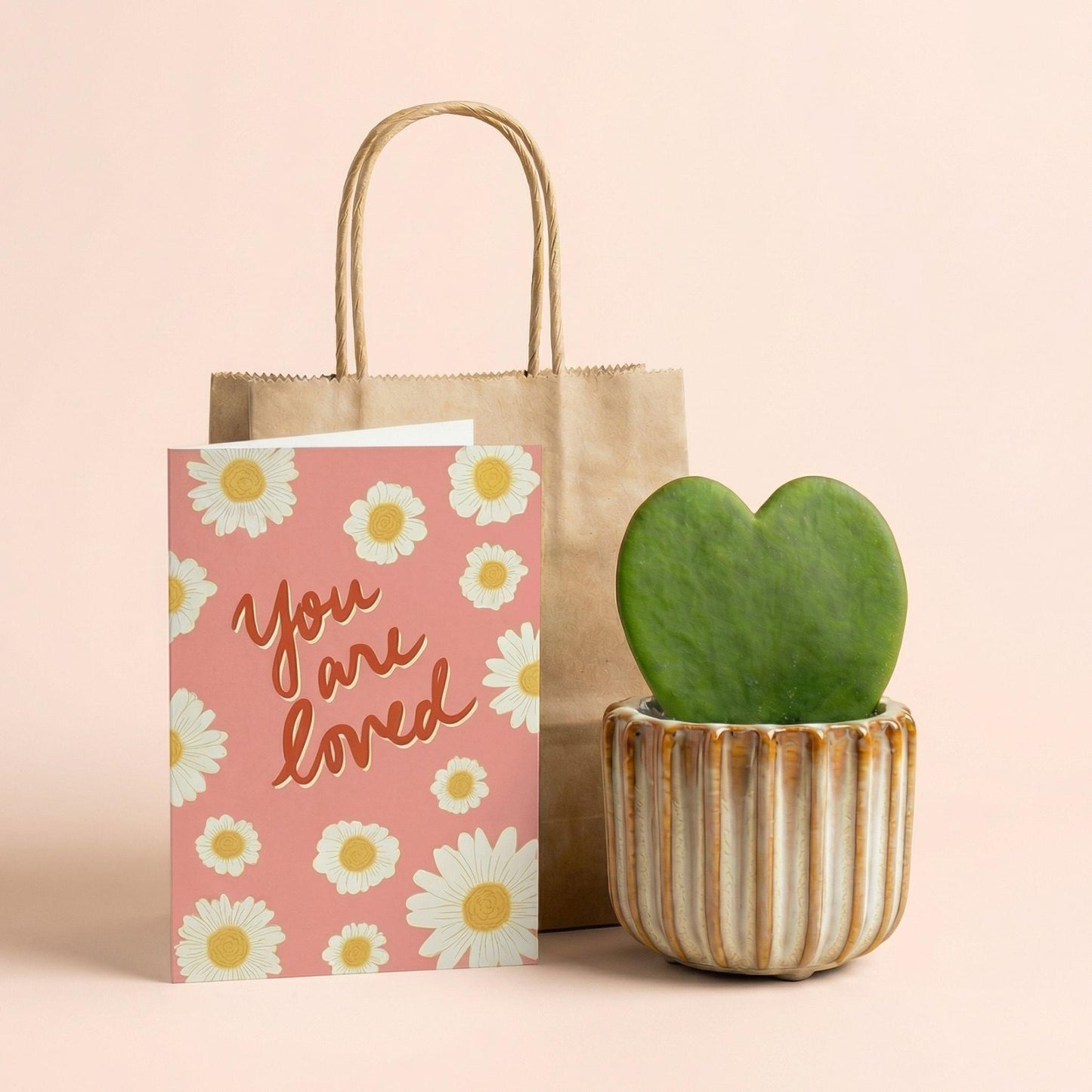 Cadeauset - Love Set - Hartjesplant, pot, wenskaart & geschenktasje