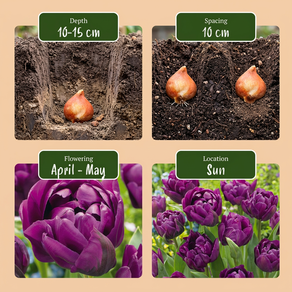48x Tulipa Double Lilac - Tulipano doppio lilla - Viola - Fioritura primaverile - Calibro bulbo 11/12
