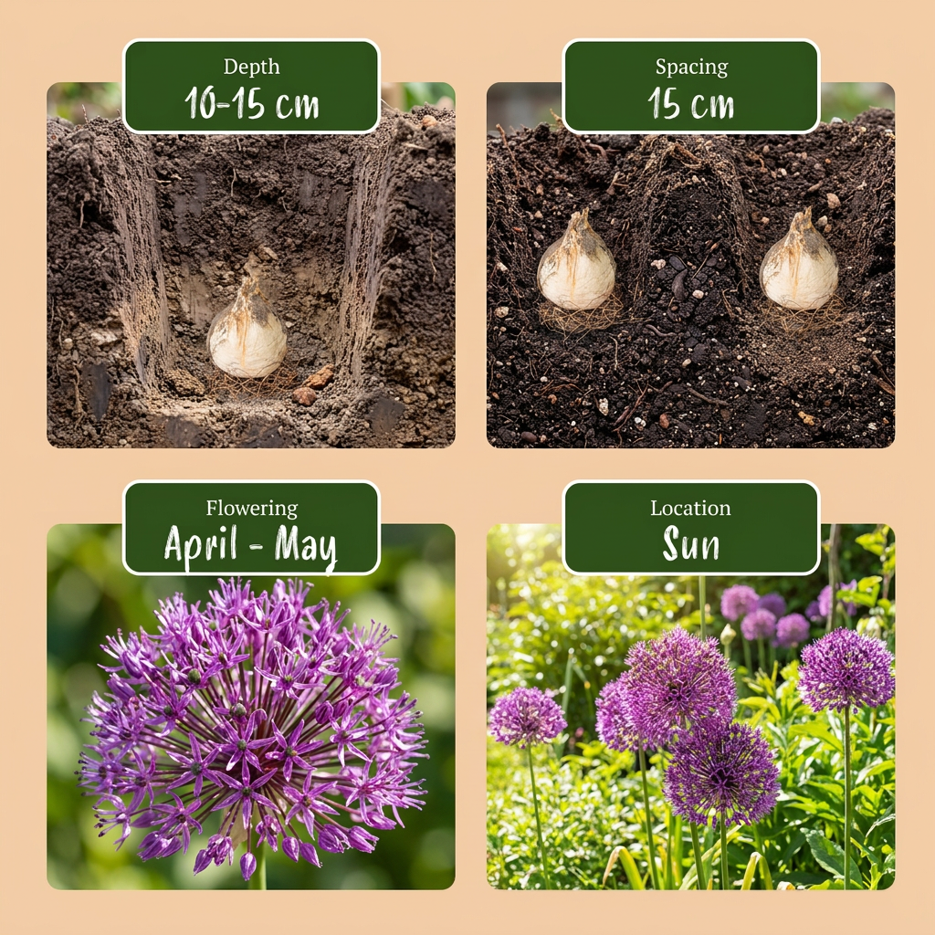 120x Allium Miami - Aglio ornamentale - Viola - Fioritura estiva - Dimensione bulbo 10/+