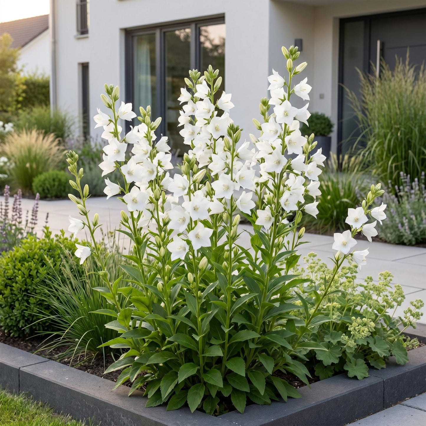 Green boutiQ - Plante vivace - Campanula pers. Alba - Campanule à feuilles de pêché - Attire les abeilles et les papillons - Blanc - 6 Plantes - Pot 11cm - Hauteur 15-25cm