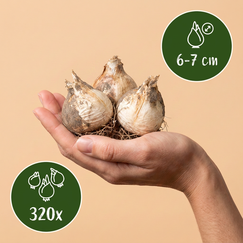 320x Allium Ping Pong - Cipolla ornamentale Ping Pong - Bianco - Fioritura estiva - Dimensione bulbo 6/7