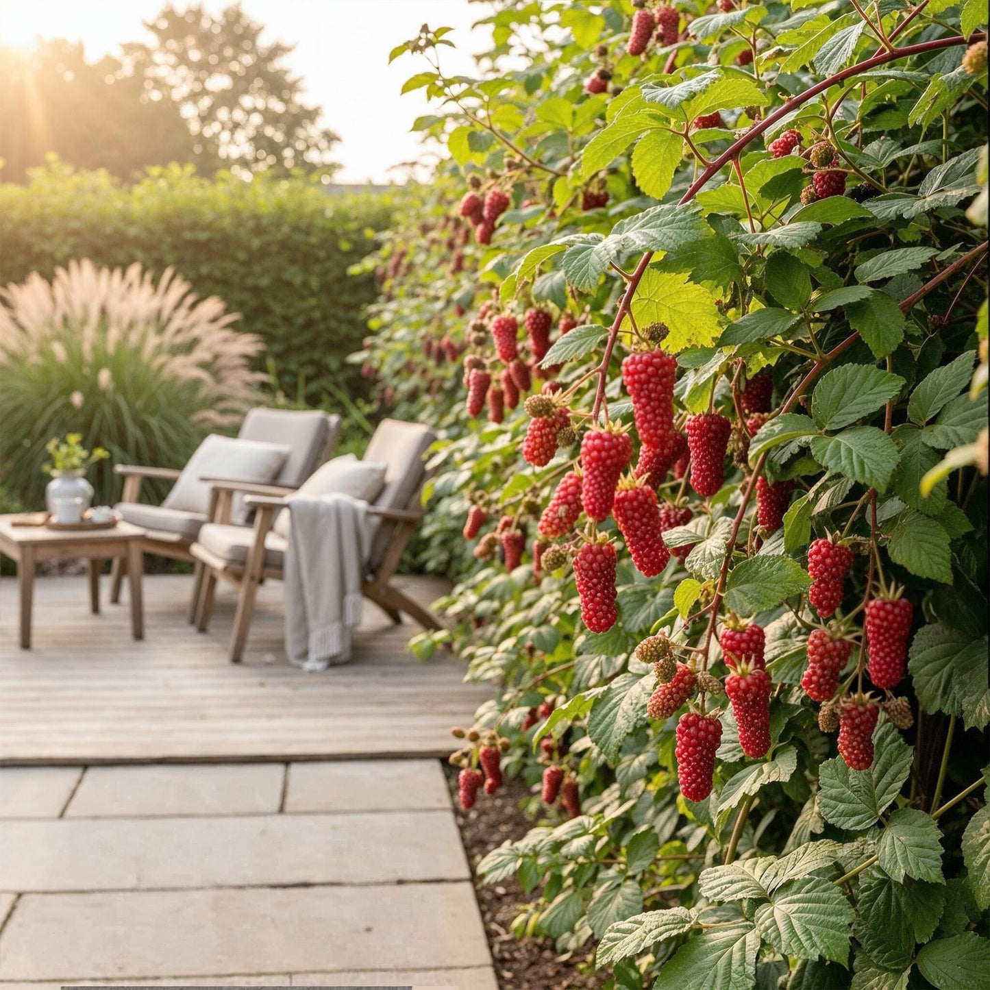 Green boutiQ - Fruit plants - Taybes - Rubus Tayberry - Winter hardy - 3 Plants - Pot 9 cm - Red Berry