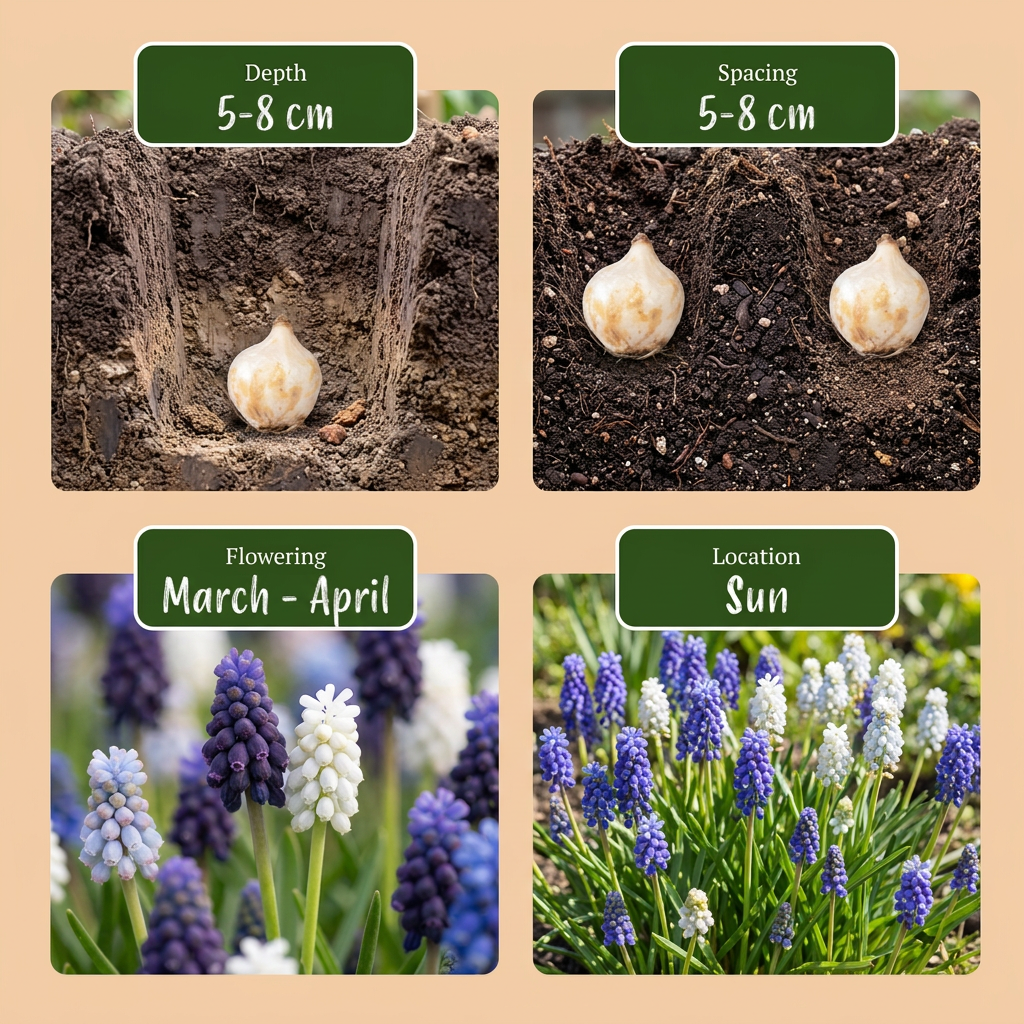 50x Muscari Magic mix - Giacinto a grappolo - Vari - Bulbo da naturalizzazione - Dimensione del bulbo 7/8