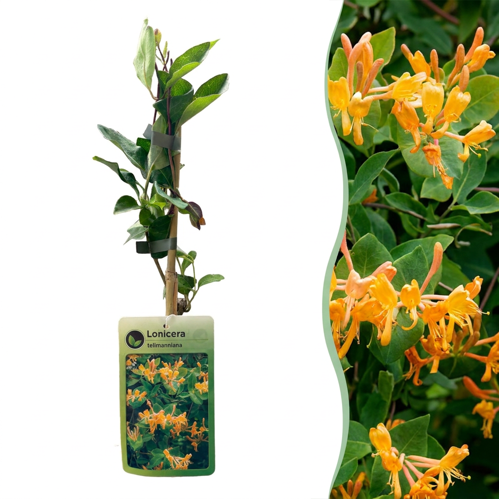 6x Lonicera tellmanniana - Tellmann's honeysuckle - Orange - Yellow - Climbing plant - Ø9cm - ↕35cm