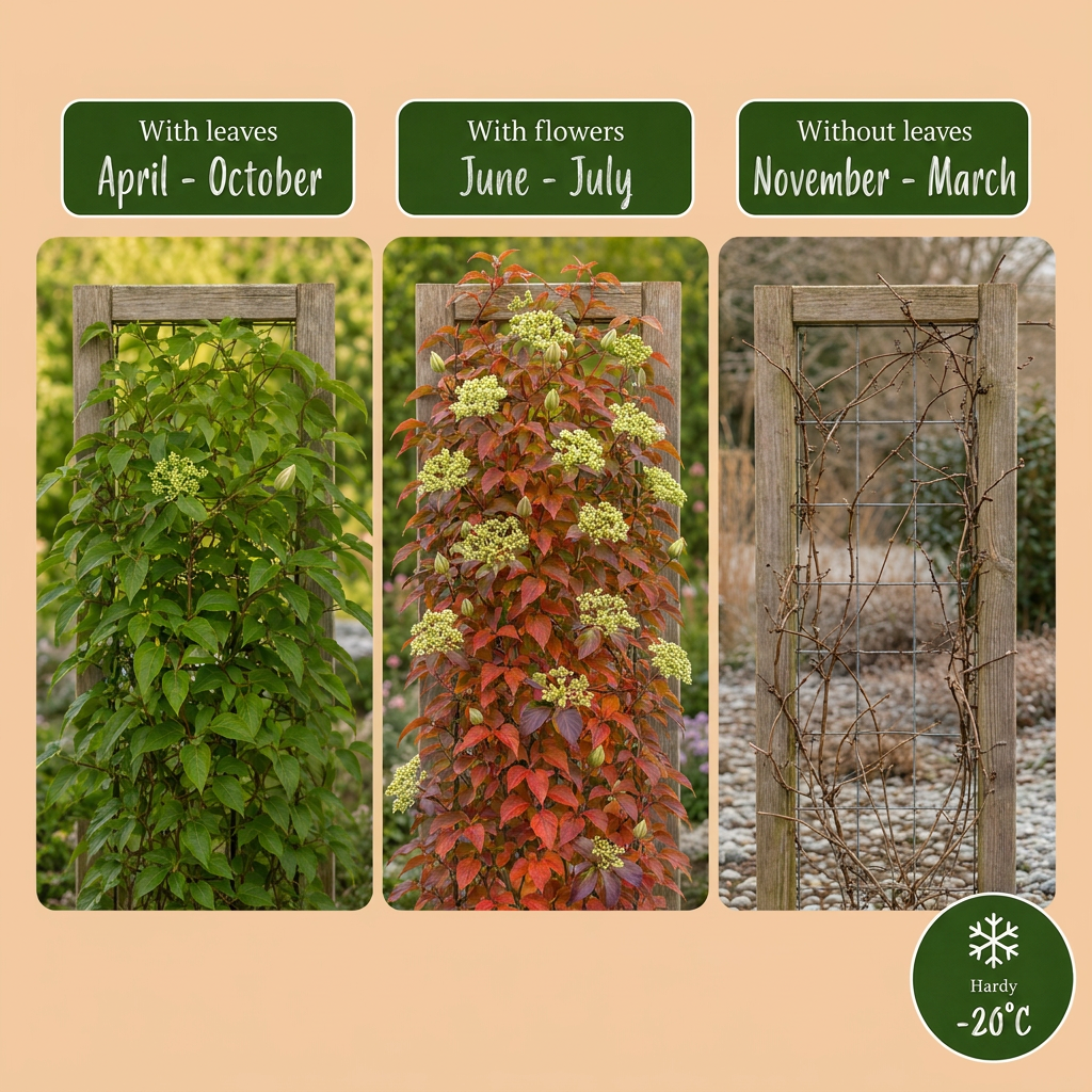 Parthenocissus tr. 'Veitchii Boskoop' - Vite americana - Giallo - Verde - Pianta rampicante - Ø9cm - ↕35cm