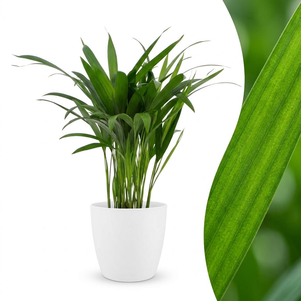 Areca Lutescens - Goudpalm - 1 Plant - met Potter Wit - Pot 12cm - Hoogte - 45cm
