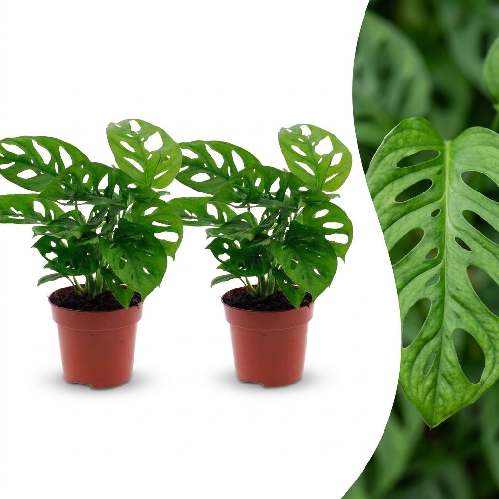 Monstera Adansonii - Rhaphidophora Tetrasperma - 2 Plants - 12cm Pot - 25cm Height