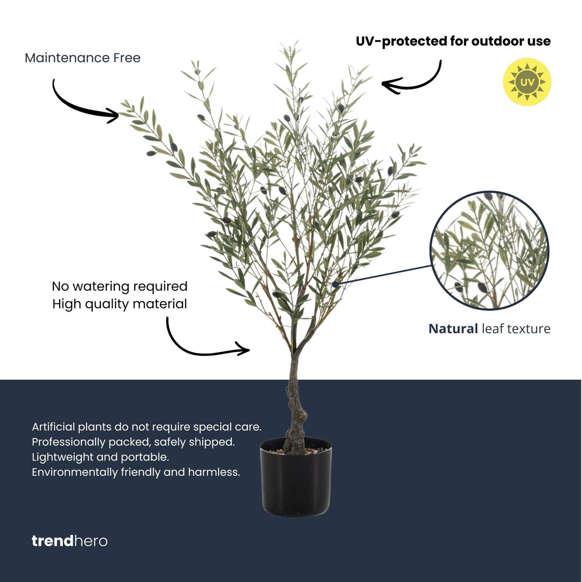Olivier artificiel résistant aux UV en pot – 90 cm