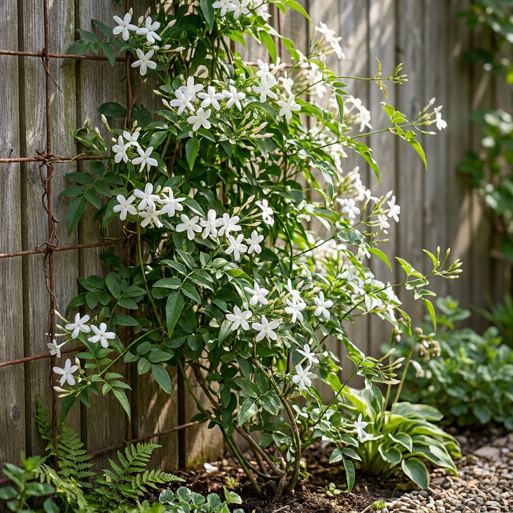 6x Jasminum officinale - Echte jasmijn - Wit - Klimplant - Ø9cm - ↕35cm