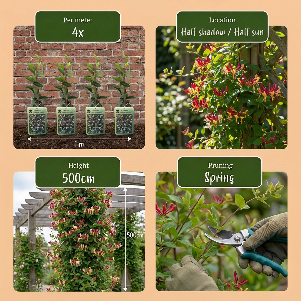 Lonicera jap. 'Red World' - Japanese honeysuckle - Red - Pink - Climbing plant - Ø9cm - ↕35cm