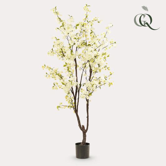 Artificial plant - Prunus - Cherry blossom - White - 210cm