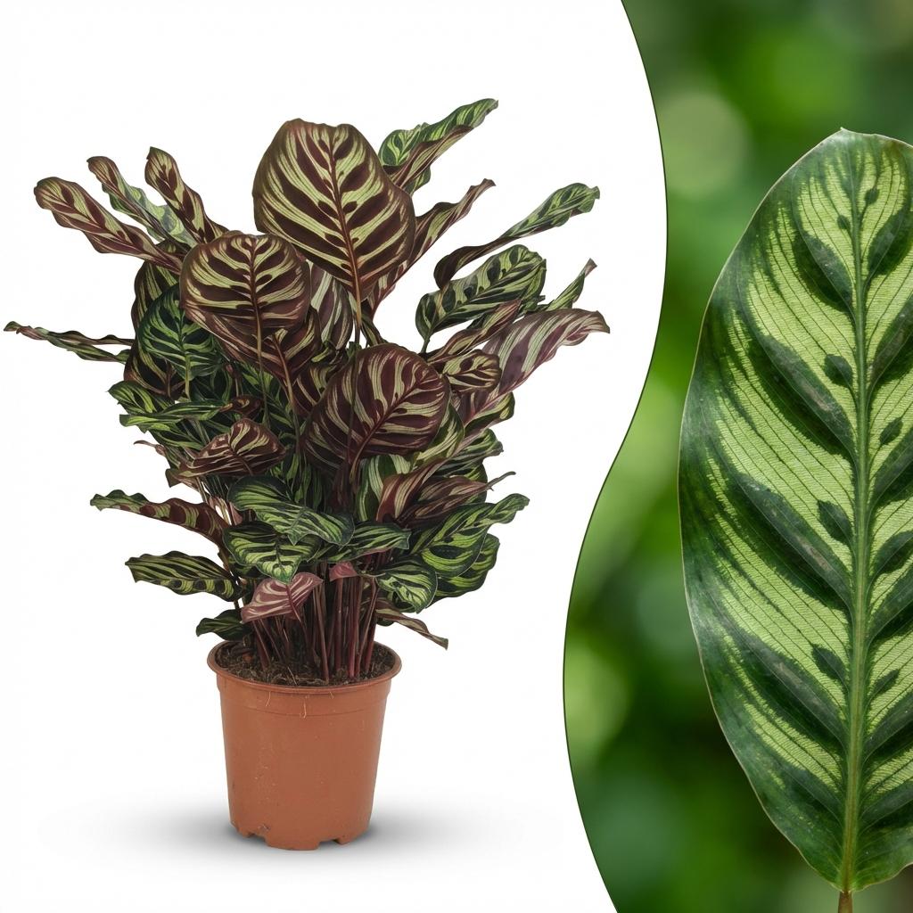 Houseplant - Peacock Plant - Calathea Makoyana - Green - Low Maintenance - 1 Plant - Pot 19cm - Height 70cm