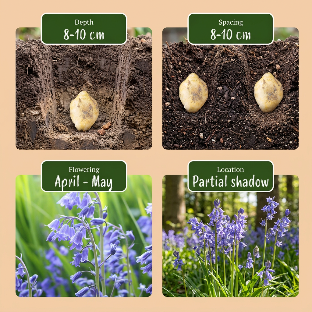 160x Hyacinthoides non Scripta - Giacinto selvatico - Blu - Bulbo da naturalizzazione - Dimensione del bulbo 7/8