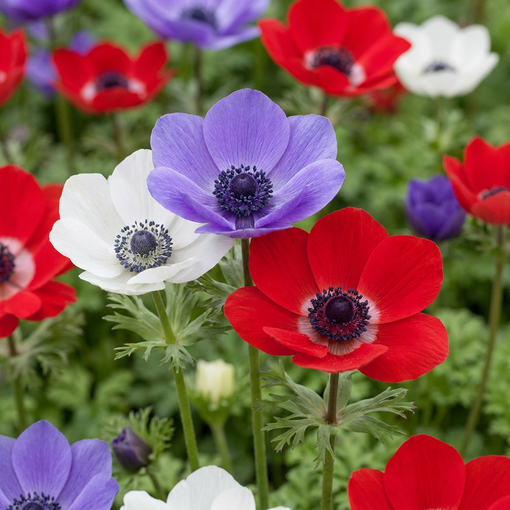 120x Anemone de Caen Mix - Anemone de Caen a fioritura singola mix - Varietà - Fioritura primaverile - Dimensione bulbo 5/6
