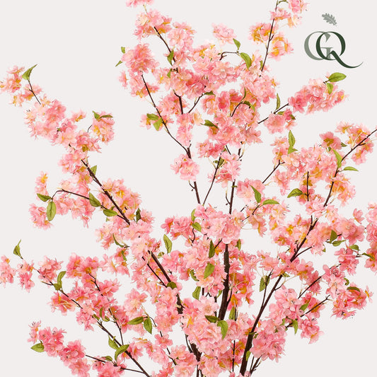 Pianta artificiale - Prunus - Fiore di ciliegio - Rosa - 135 cm