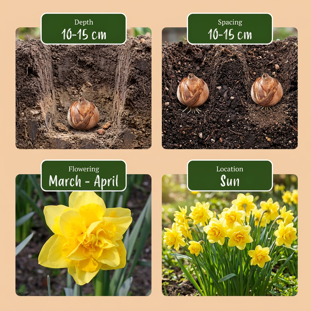 40x Narcissus Golden Ducat - Narciso doppio giallo - Giallo - Fioritura primaverile - Calibro 12/14