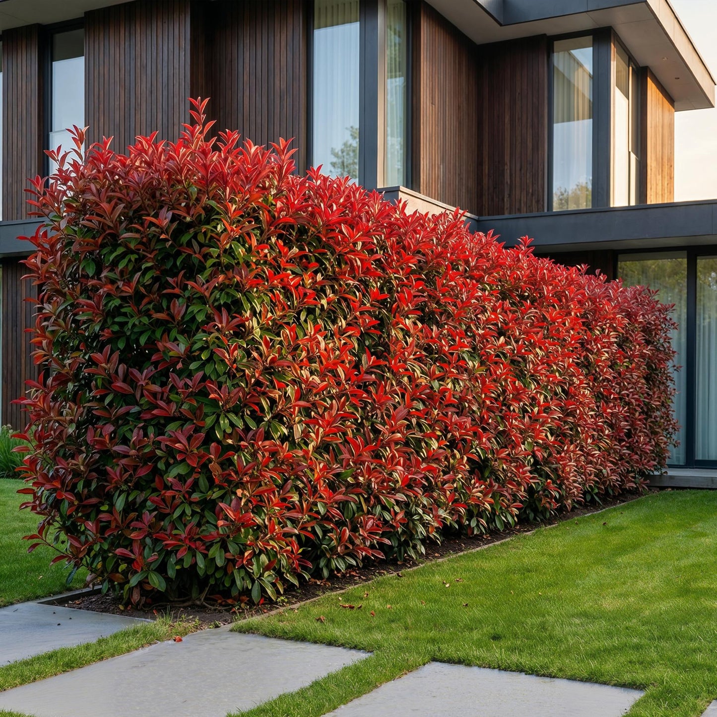 Green boutiQ - 40x Photinia fraseri Carre Rouge - Glossy Mispel - Hedge Plants - Evergreen - Red - Pot 9cm - Height 25-35cm