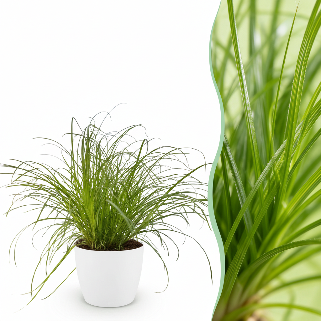 Houseplant - Cyperus alternifolius Zumula - Cat Grass - Pet-Friendly Plant - Green - 1 Plant - with Pot White - Pot 12cm - Height 20cm