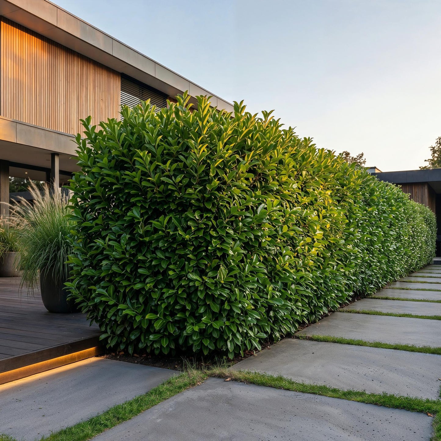 Green boutiQ - 24x Prunus laur. Rotundifolia - Cherry Laurel - Hedge Plants - Evergreen - Green - Pot 9cm - Height 25-35cm