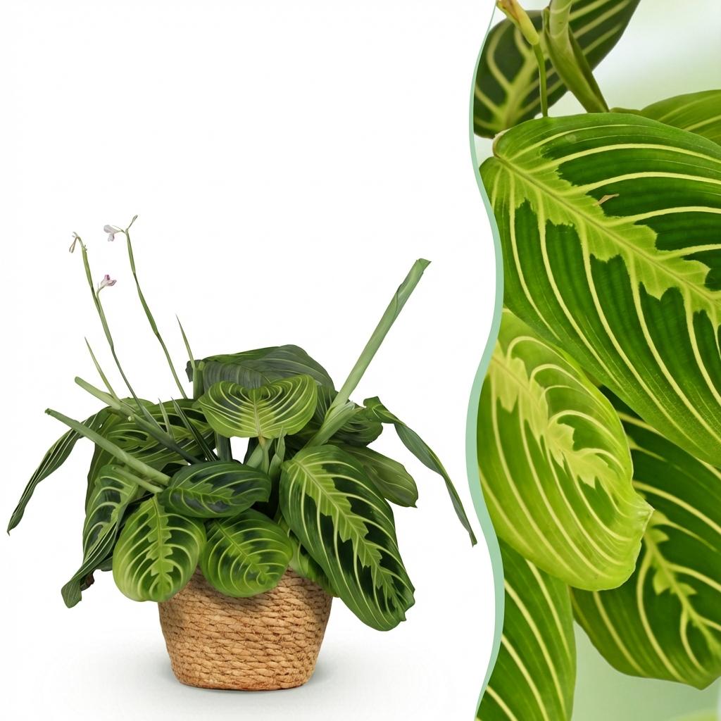 Pianta d'appartamento - Maranta Fascinator Lemon Lime - Pianta della Preghiera - Pianta Pet Friendly - Verde - 1 Pianta - con Cesto - Vaso 12cm - Altezza 25cm