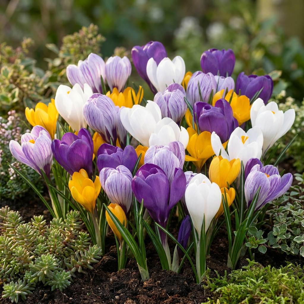 240x Crocus Large Flowering Mix - Mix di crochi a fiore grande - Vari - Fioritura primaverile - Misura bulbo 7/8