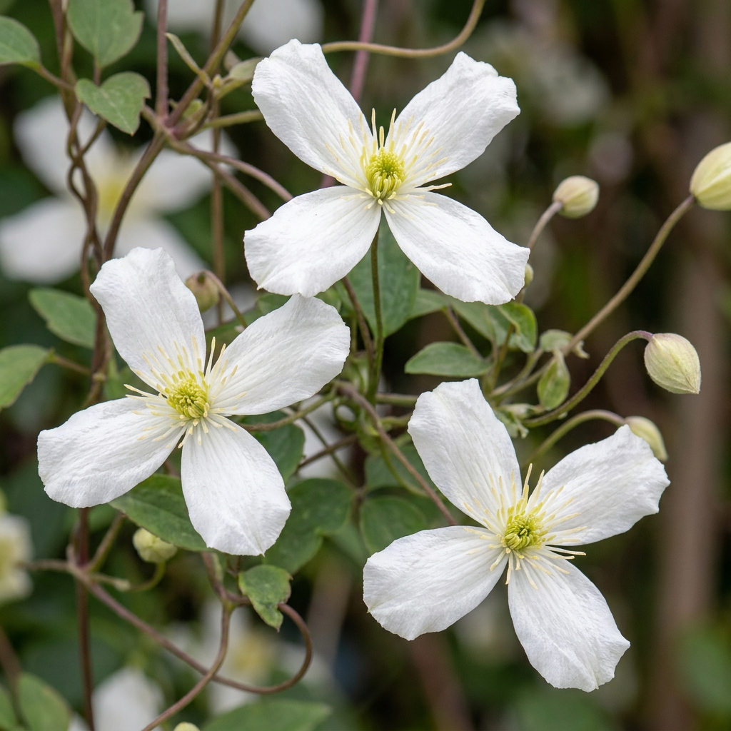 6x Clematis mont. 'Wilsonii' - Bergclematis - Wit - Klimplant - Ø9cm - ↕35cm