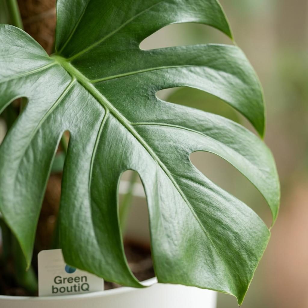 Green boutiQ - Houseplant - Swiss Cheese Plant - Monstera Deliciosa moss pole - Green - Low maintenance - 1 Plant - with White Pot - Pot 19cm - Height 90cm