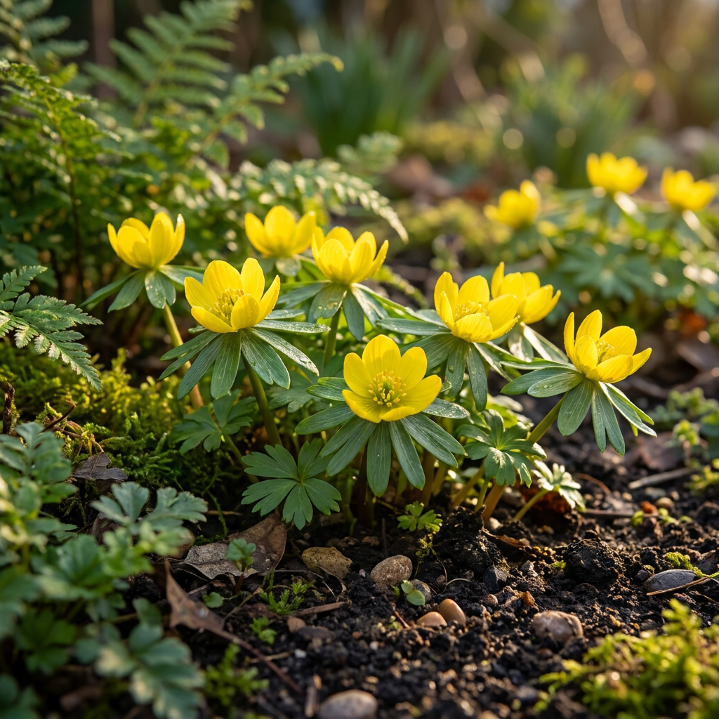 50x Eranthis Cilicica - Eranto cilicio - Giallo - Fioritura primaverile - Calibro bulbo 4/5