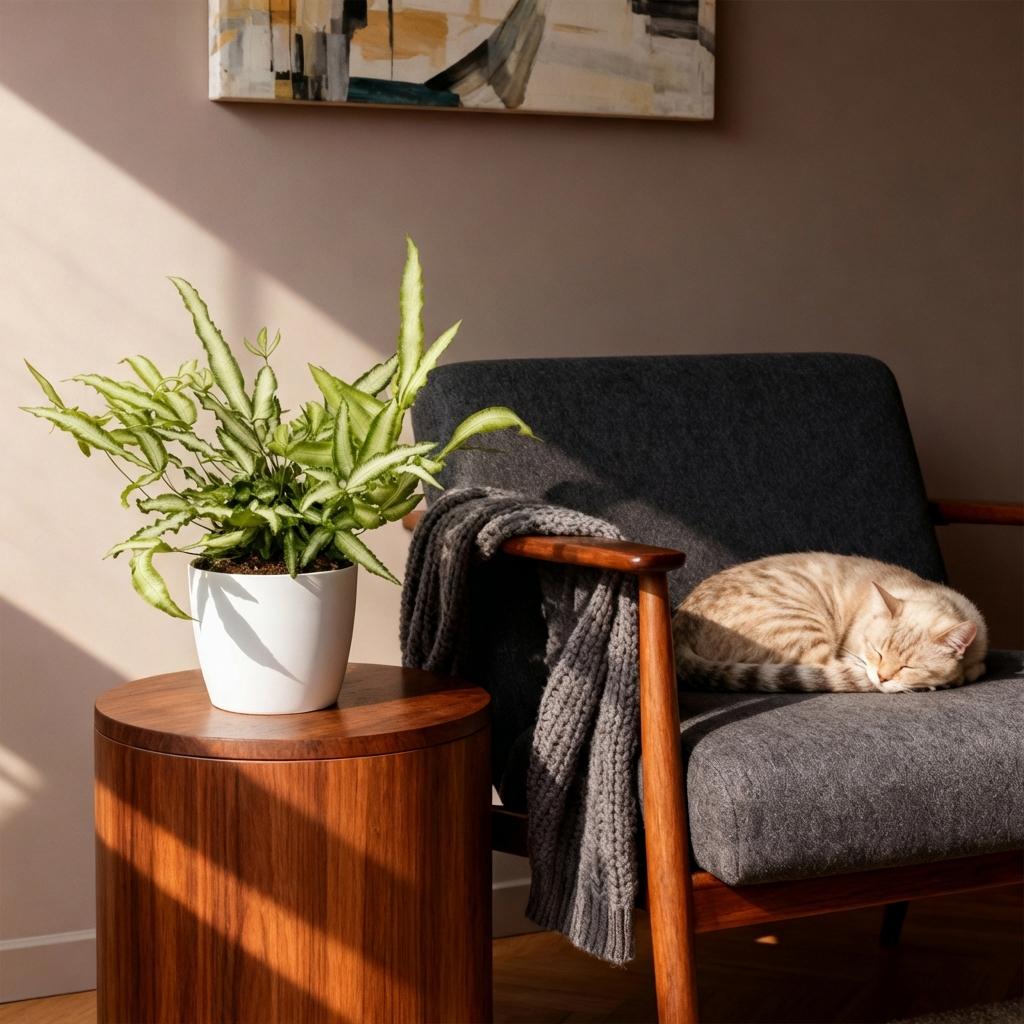 Green boutiQ - Houseplant - Pteris cretica Albolineata - Ribbon Fern - Pet-Friendly Plant - Green - 4 Plants - with Potter White - Pot 12cm - Height 20cm