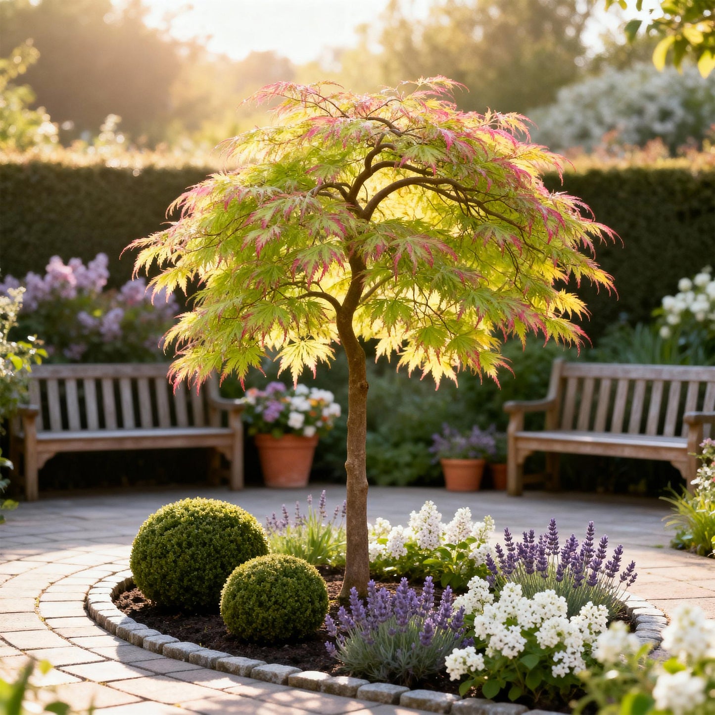 Green boutiQ - Garden Plant - Acer palmatum Little Princess - Green - 3 Plants - Deciduous - Low Maintenance - Pot 12cm Height 35cm