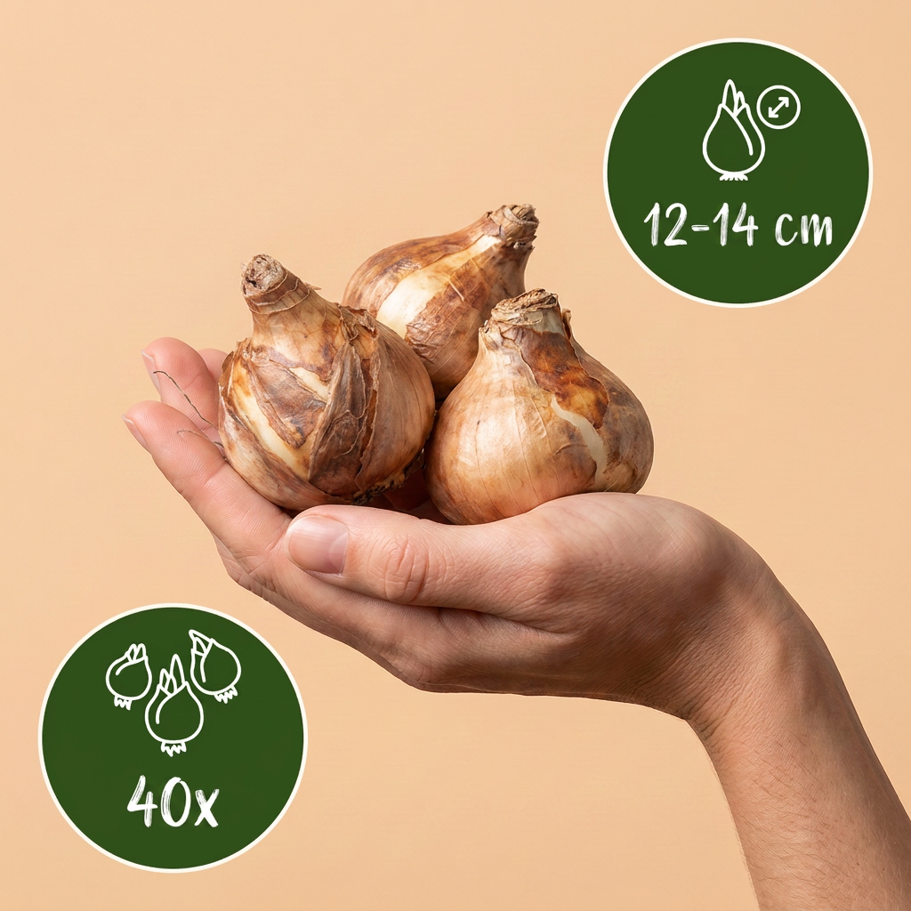 40x Narcissus Ice King - Dubbele narcis - Wit en Geel - Voorjaarsbloeier - Bolmaat 12/14