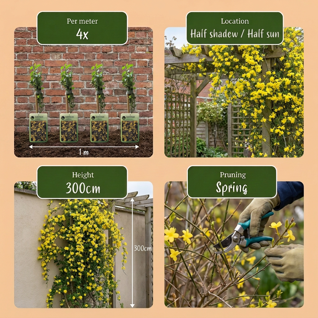 Jasminum nudiflorum - Winter Jasmine - Yellow - Climbing plant - Ø9cm - ↕35cm