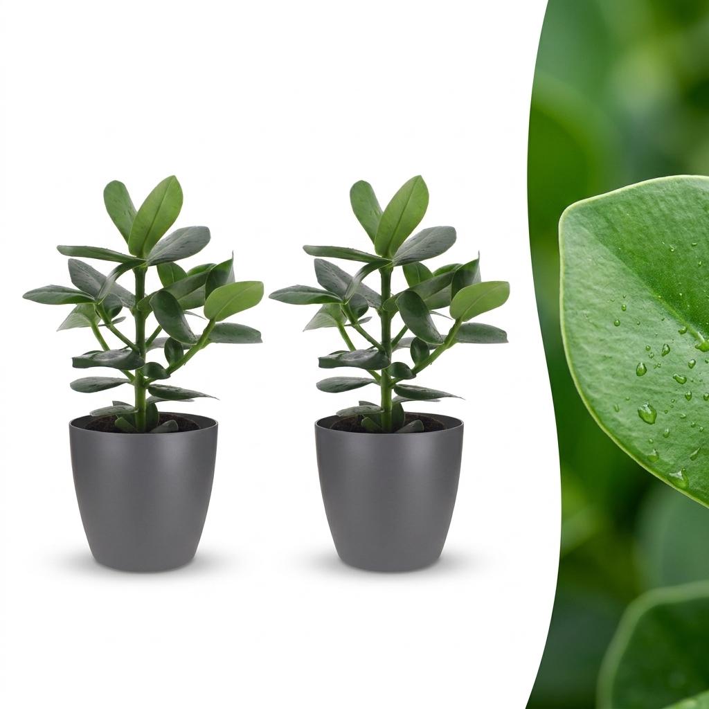 Clusia Princess - Clusia - 2 Plants - with Grey Pot - Pot 12cm - Height - 40cm