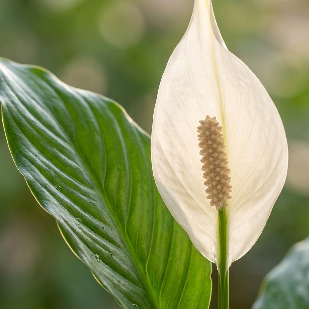 Spathiphyllum with Basket Zeegras natural - 80cm - Ø21