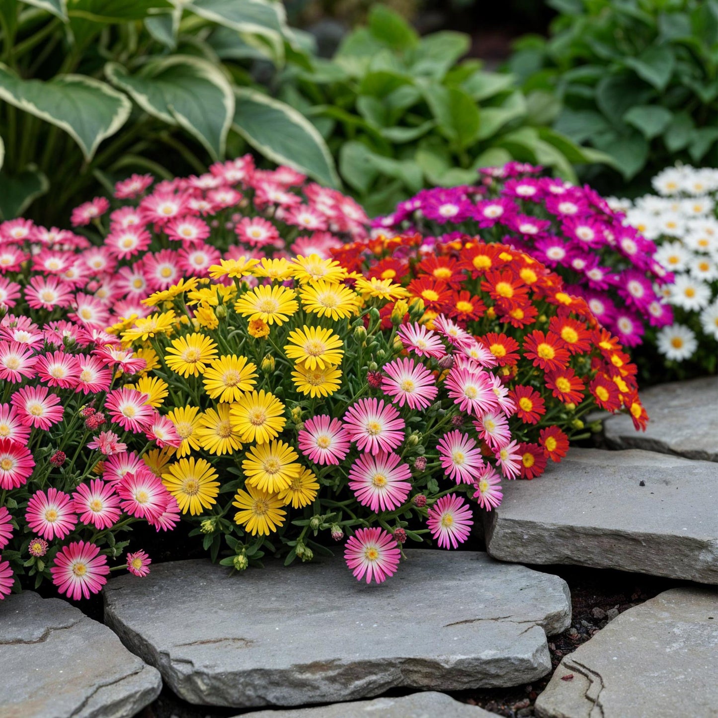 Green boutiQ - Bodembekker - Winterhard - Delosperma - 8 Planten - Kleuren Rood - Geel - Paars - Roze - Weinig Onderhoud - Pot 14 Hoogte 17