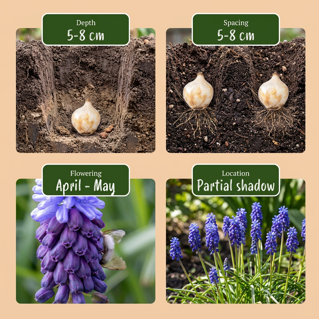 100x Muscari Latifolium - Broad-leaved Grape Hyacinth - Blue - Naturalizing Bulb - Bulb size 5/6